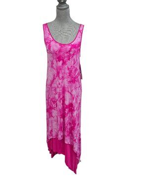 Kensie Women's Summer Electric Pink Tie Dye Layered Maxi Dress NWT Medium